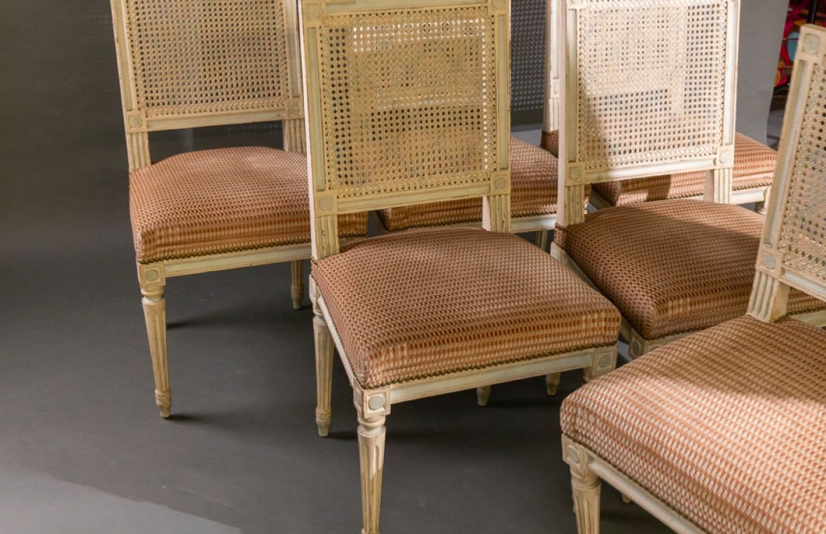 Série De 6 Chaises De Style Louis XVI Laquées Circa 1960-photo-1