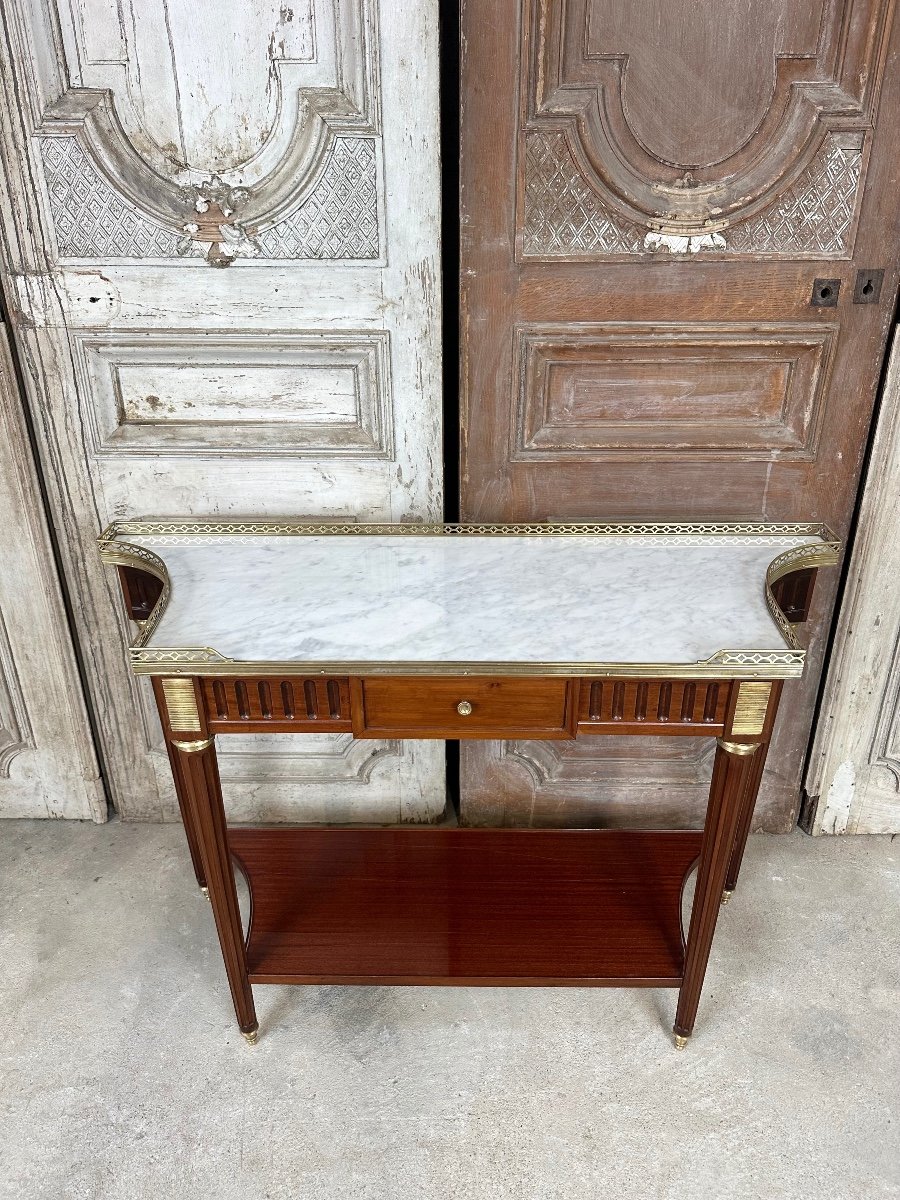 Louis XVI Style Console Table In Mahogany Circa 1960-photo-3