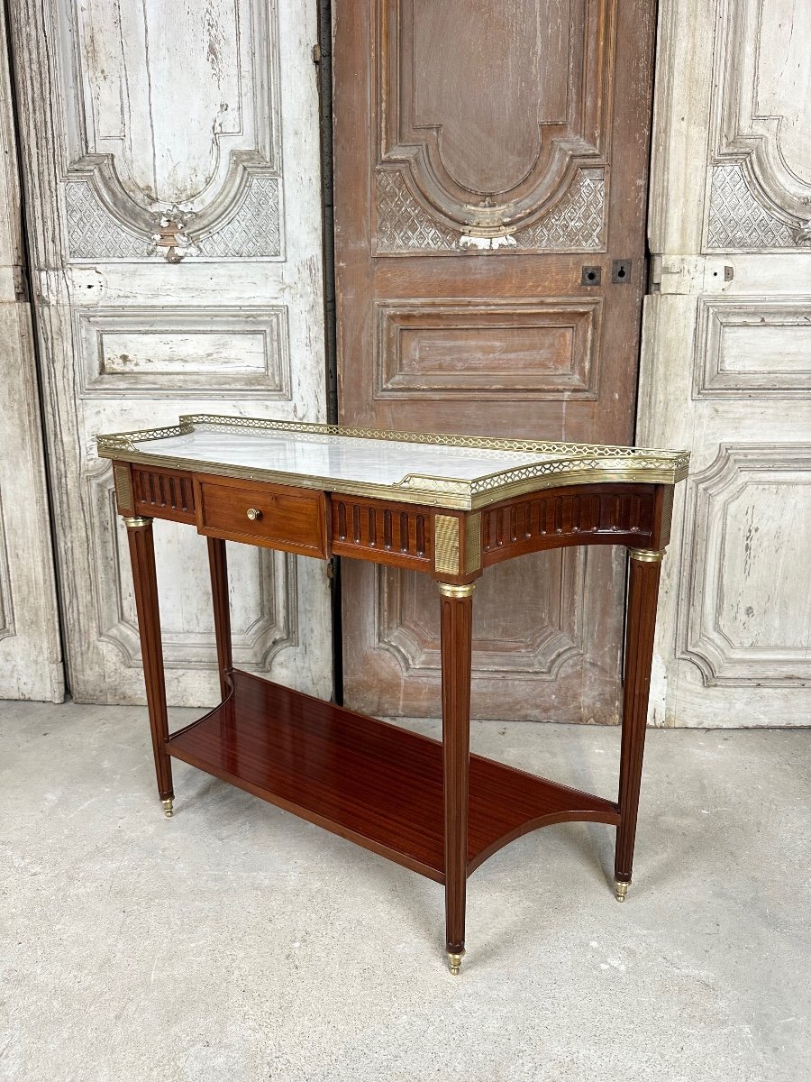 Louis XVI Style Console Table In Mahogany Circa 1960-photo-2