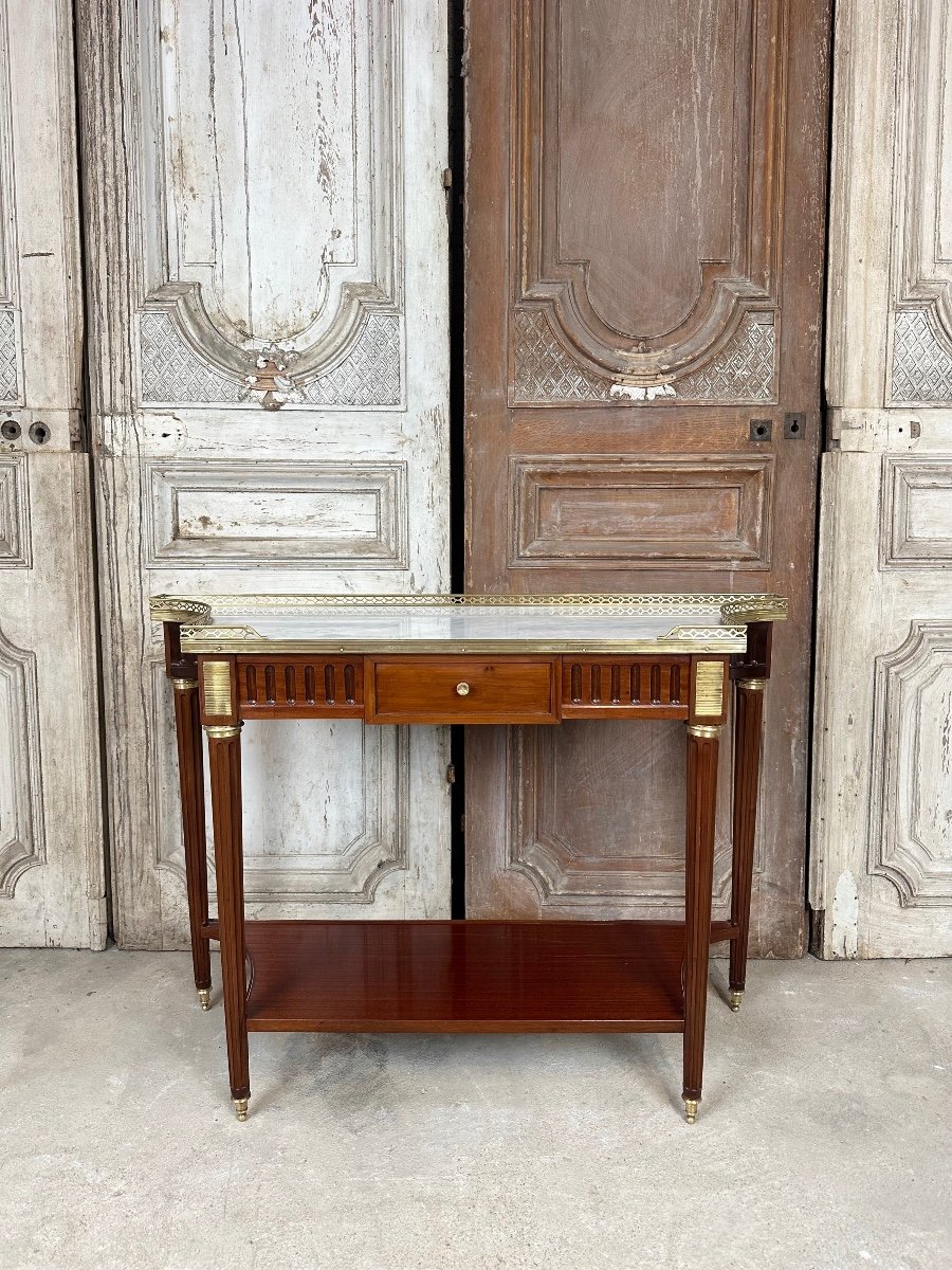 Louis XVI Style Console Table In Mahogany Circa 1960