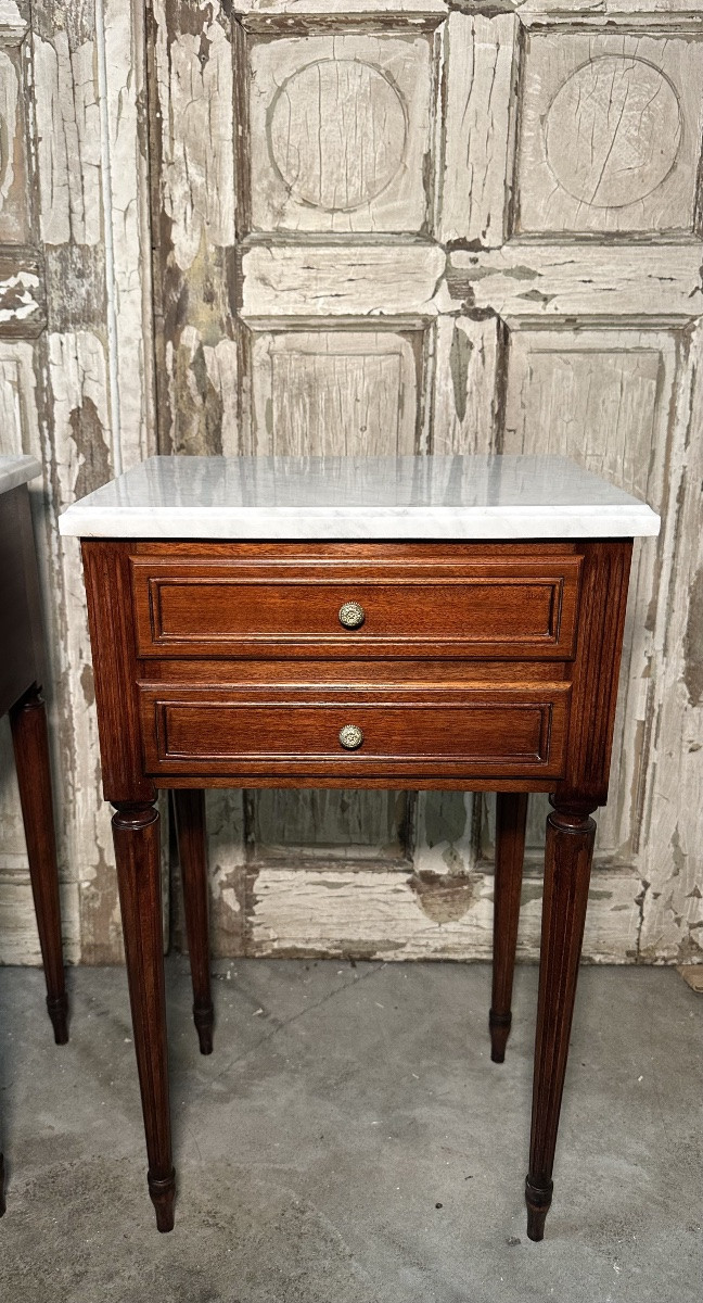 Pair Of Louis XVI Style Mahogany Bedside Tables-photo-2