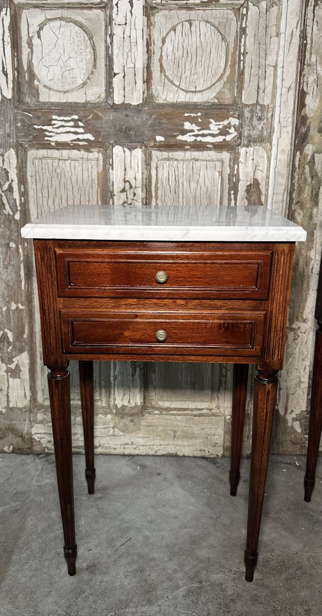 Pair Of Louis XVI Style Mahogany Bedside Tables-photo-3