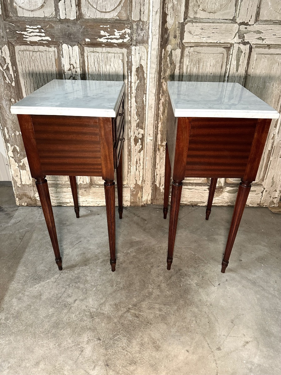 Pair Of Louis XVI Style Mahogany Bedside Tables-photo-1