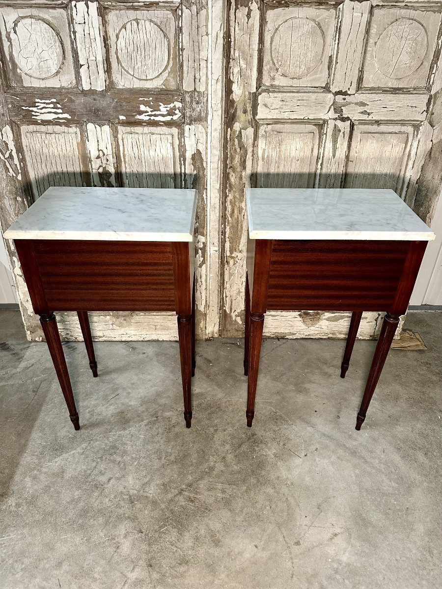 Pair Of Louis XVI Style Mahogany Bedside Tables-photo-2