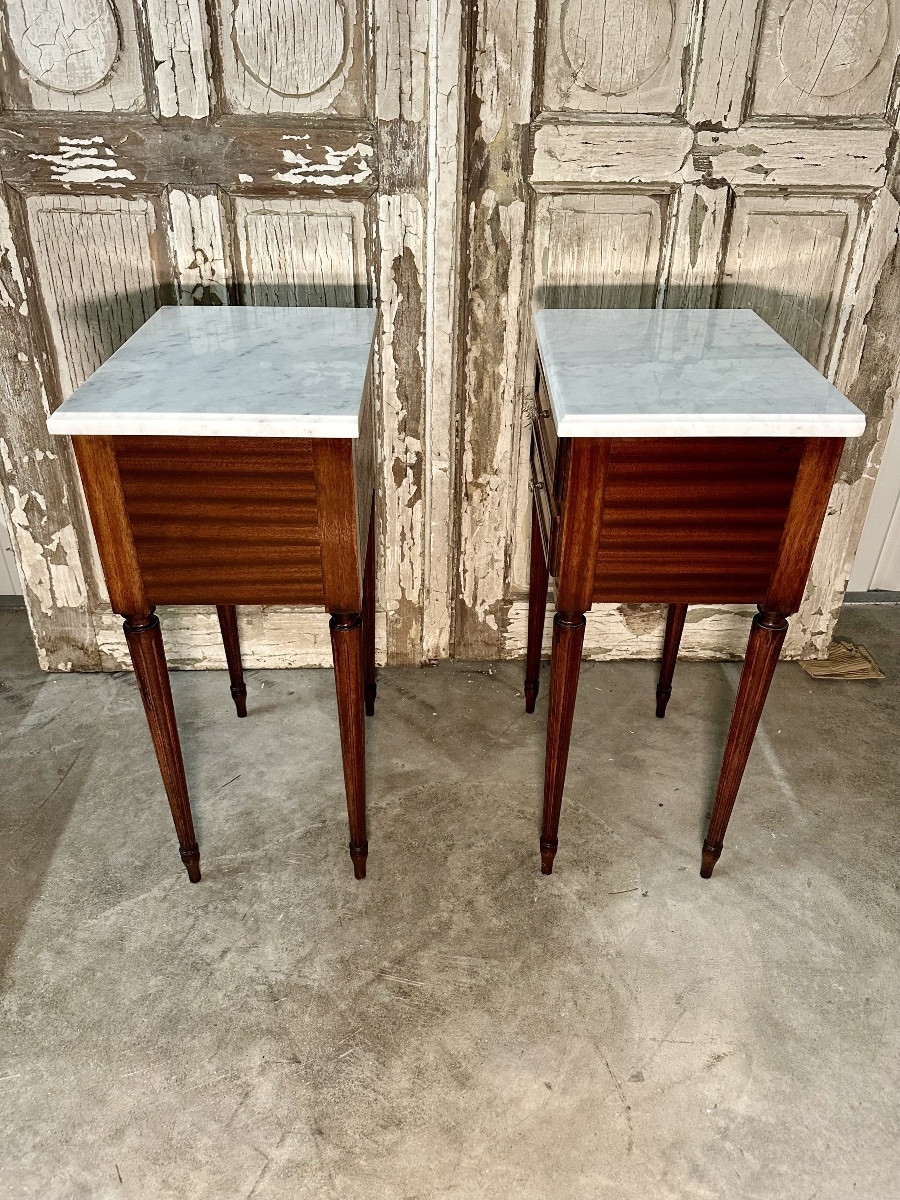 Pair Of Louis XVI Style Mahogany Bedside Tables-photo-3