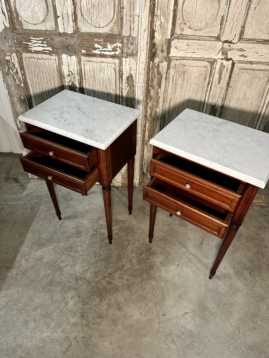 Pair Of Louis XVI Style Mahogany Bedside Tables-photo-4