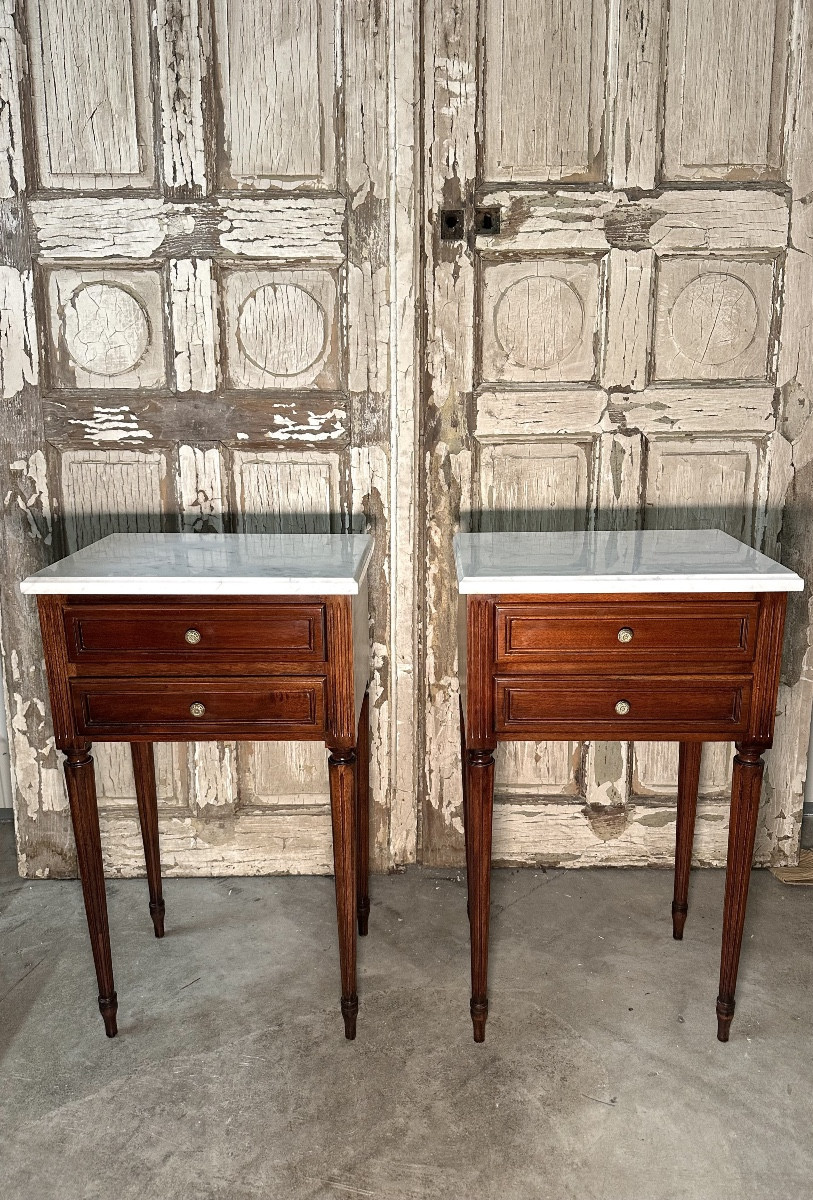 Pair Of Louis XVI Style Mahogany Bedside Tables