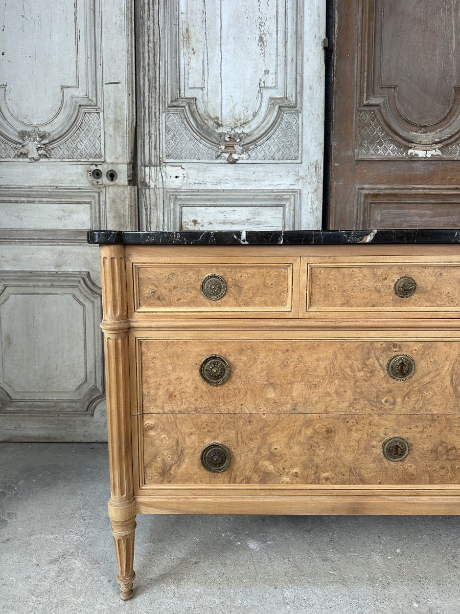 Commode De Style Louis XVI Dessus Marbre Noir-photo-2