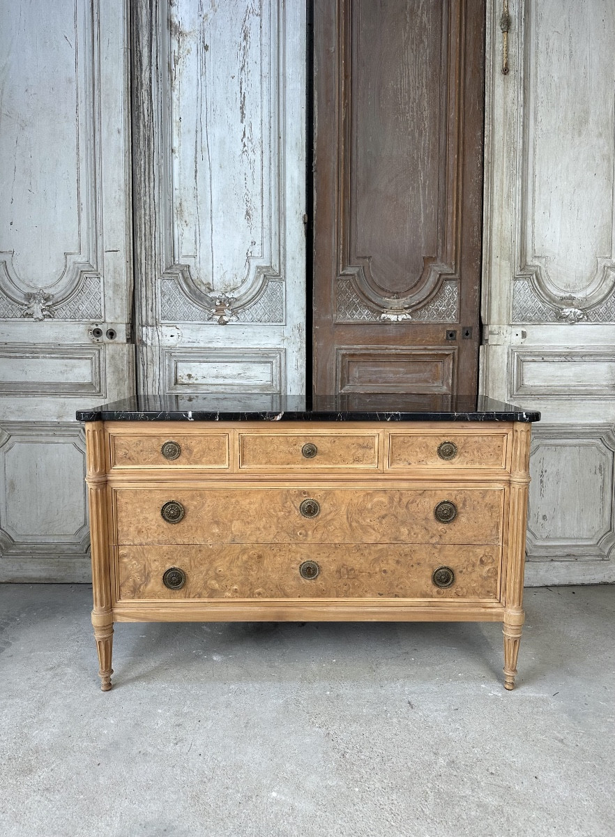 Commode De Style Louis XVI Dessus Marbre Noir-photo-4