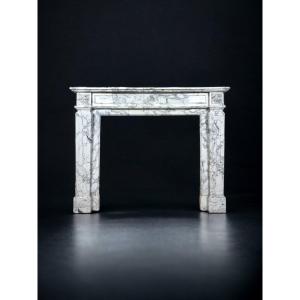 Louis XVI Fireplace In Arabescato Marble Late 19th Century