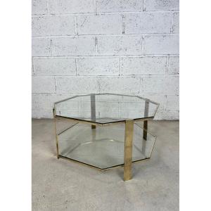 Jacques Quinet Octagonal Bronze Coffee Table Circa 1960 