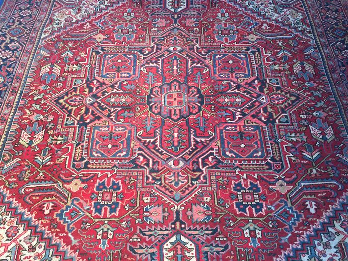 Grand Tapis Persan Ancien Heriz  Milieu XXème Siècle-photo-4