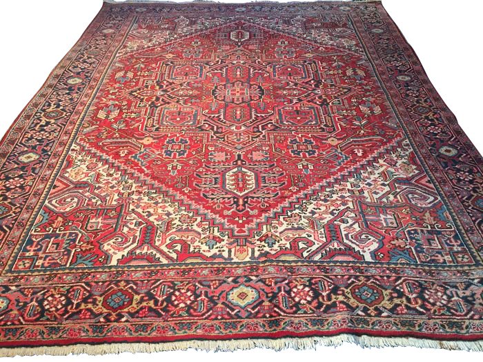 Grand Tapis Persan Ancien Heriz  Milieu XXème Siècle