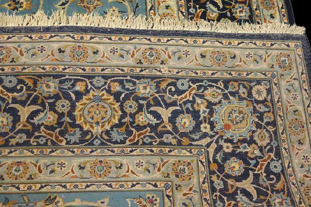 Grand Tapis Persan Keshan Signé Circa 1950-photo-8