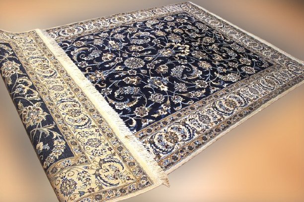 Tapis Persan Naïn Laine & Fleurs Soies-photo-4