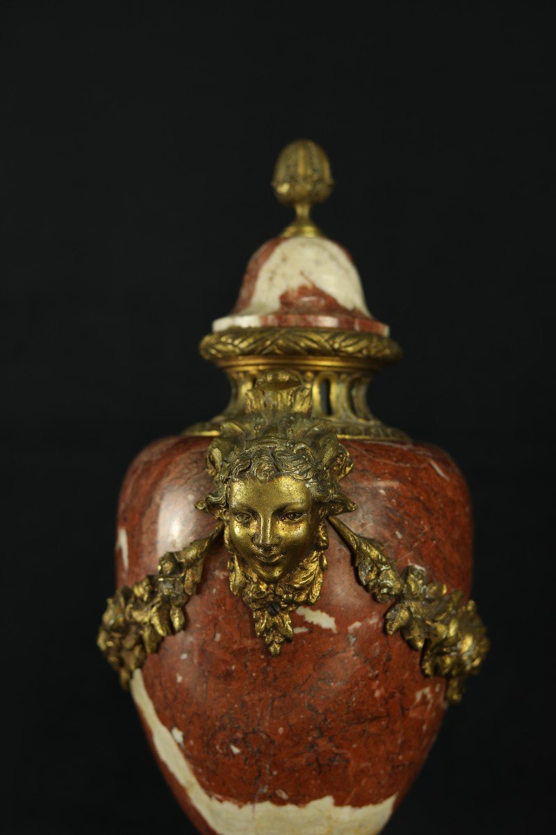 Grand Vase Cassolette De Style Louis XVI Néoclassique Du 19ème Siècle - Urne En Marbre-photo-2