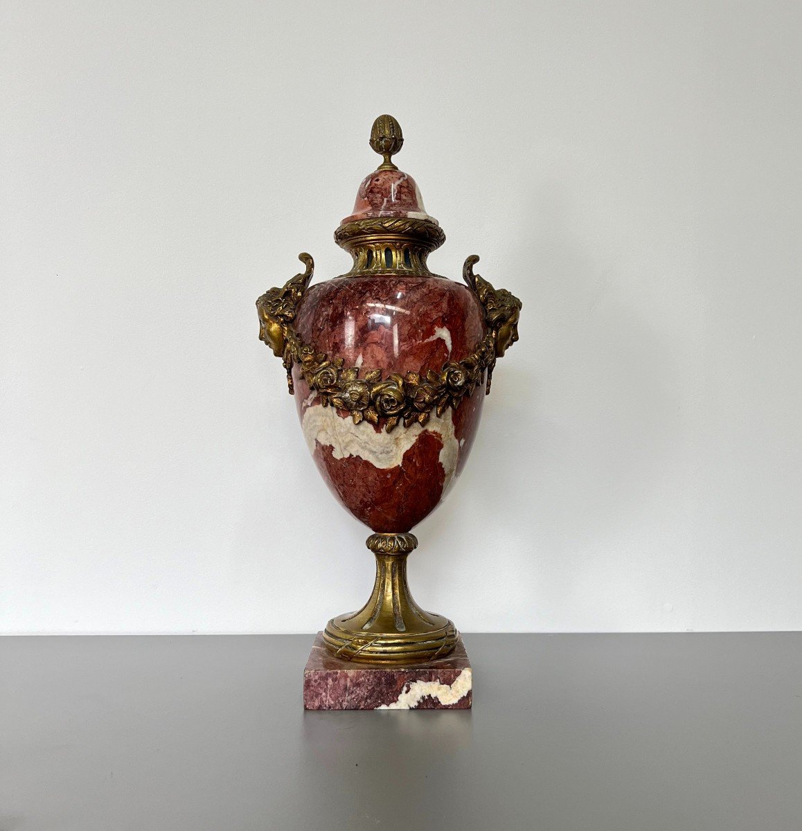 Grand Vase Cassolette De Style Louis XVI Néoclassique Du 19ème Siècle - Urne En Marbre-photo-3