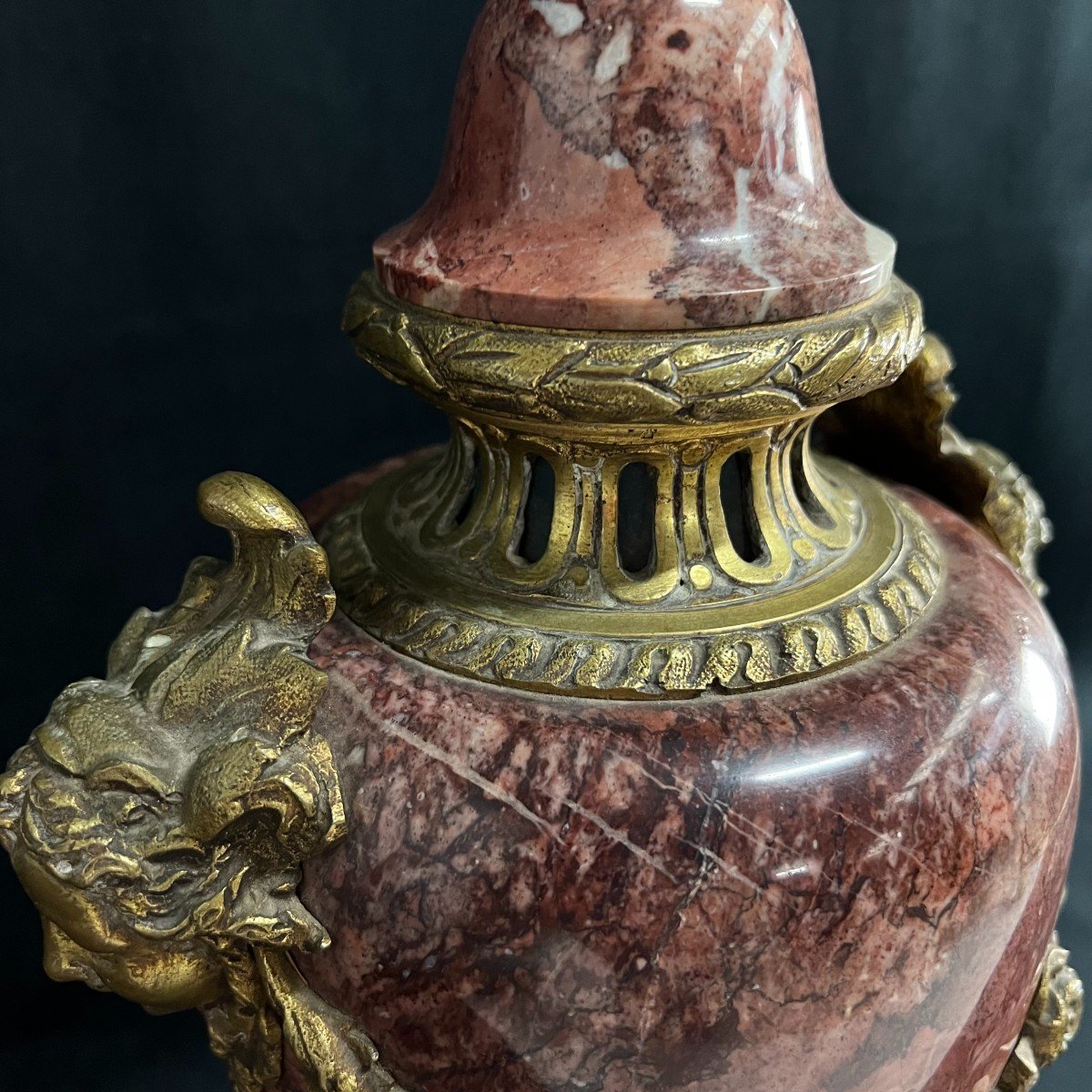 Grand Vase Cassolette De Style Louis XVI Néoclassique Du 19ème Siècle - Urne En Marbre-photo-4
