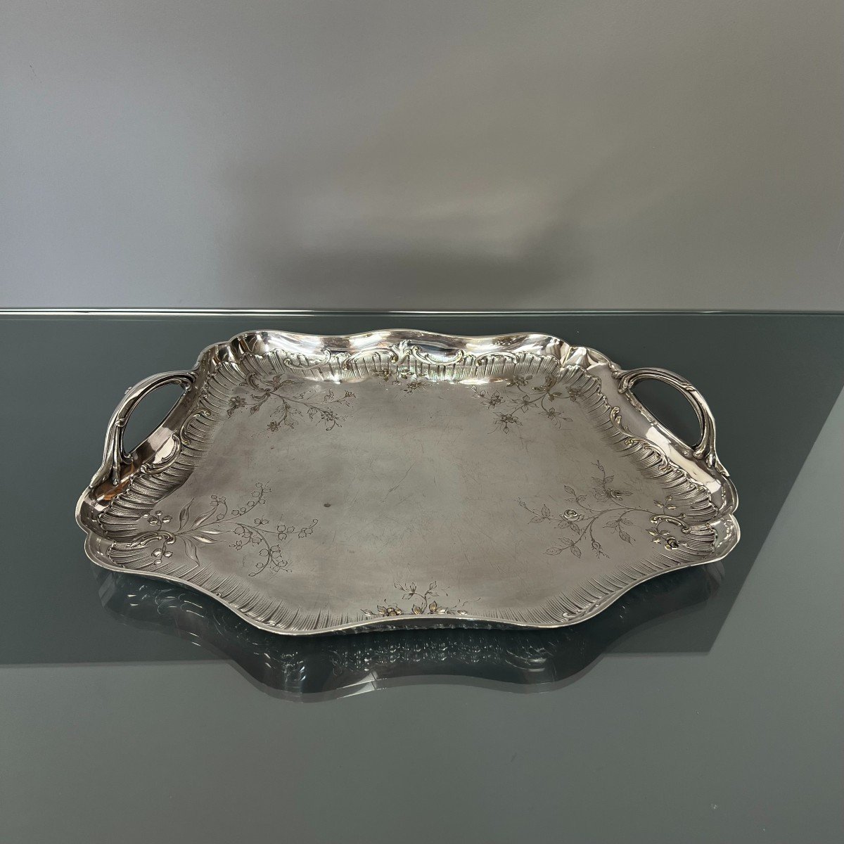 Cardeilhac Paris - Rocaille / Neo Louis XV Style Serving Platter, Early 20th Century-photo-3