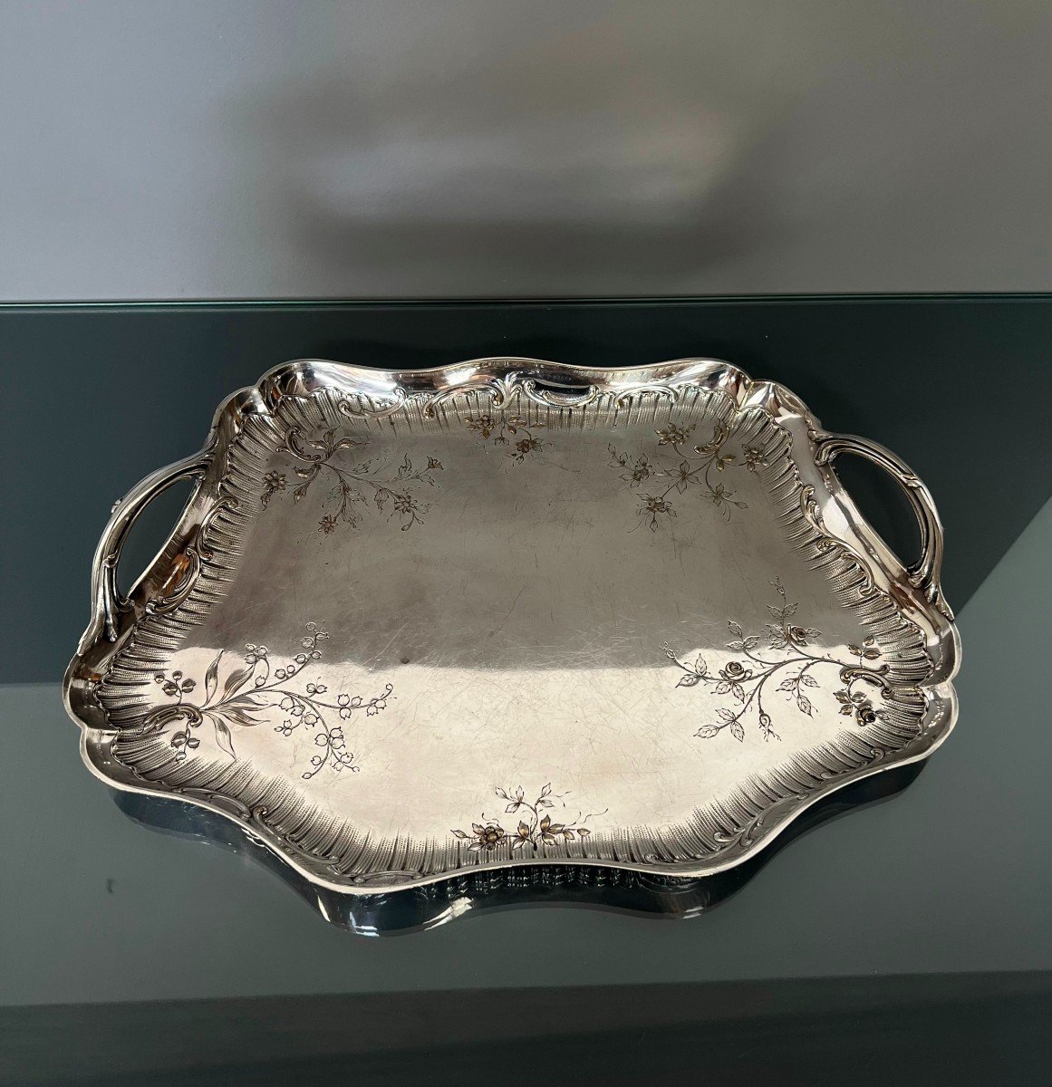 Cardeilhac Paris - Rocaille / Neo Louis XV Style Serving Platter, Early 20th Century-photo-4