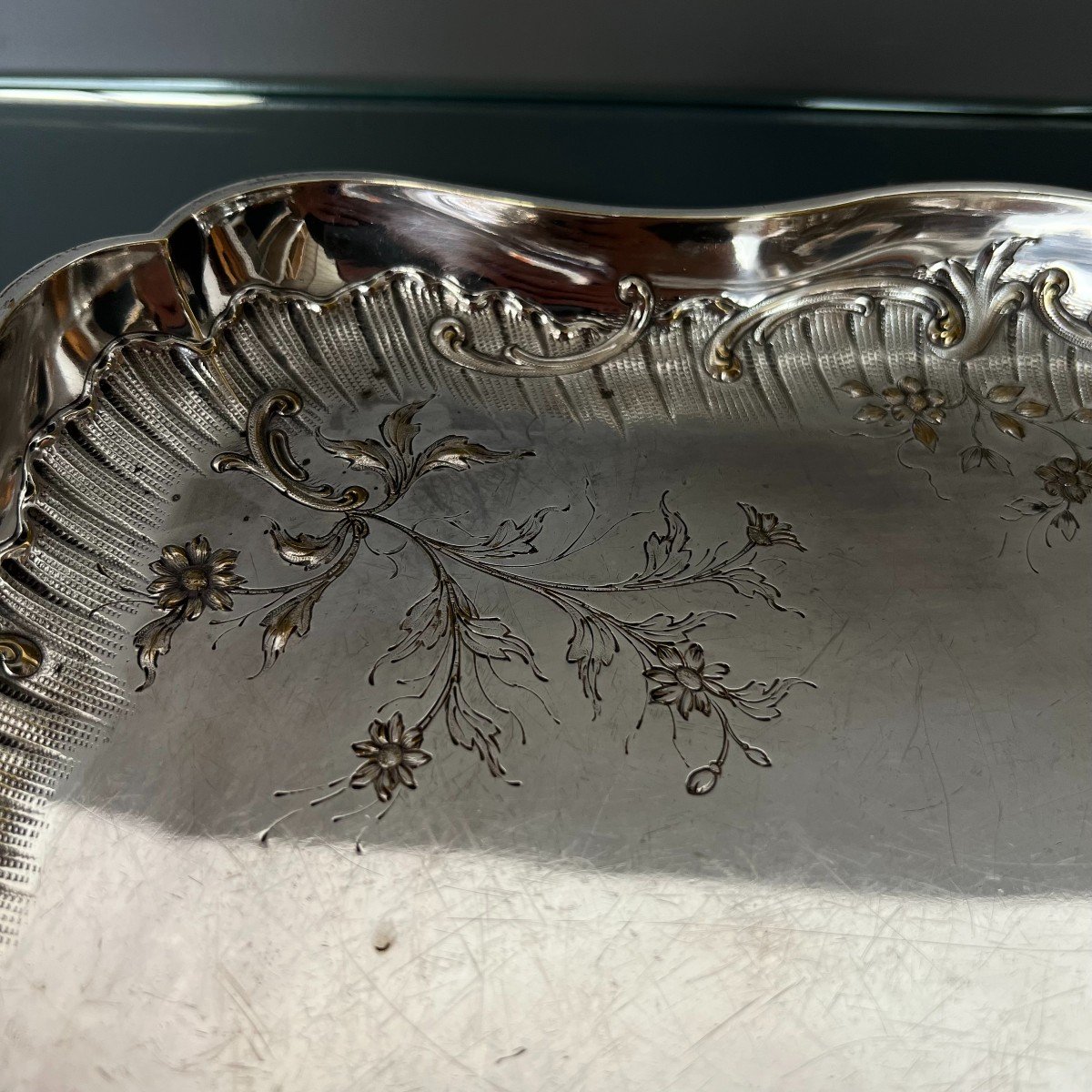 Cardeilhac Paris - Rocaille / Neo Louis XV Style Serving Platter, Early 20th Century-photo-3