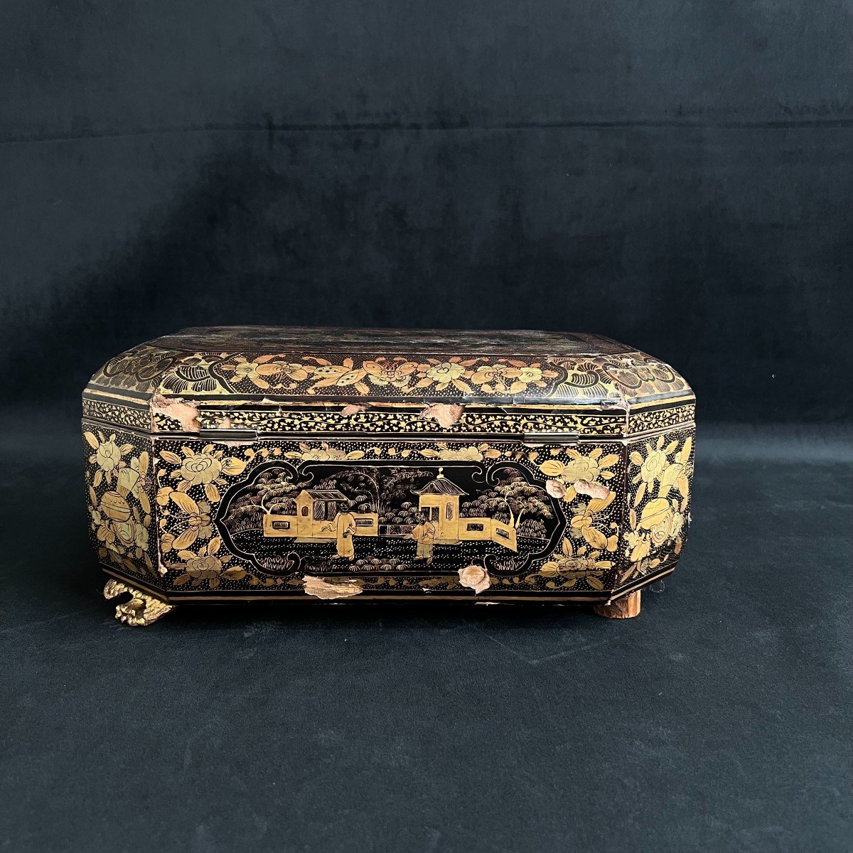 Antique Cantonese Lacquer Sewing Box Asian Art China 19th Century 19th Century-photo-4