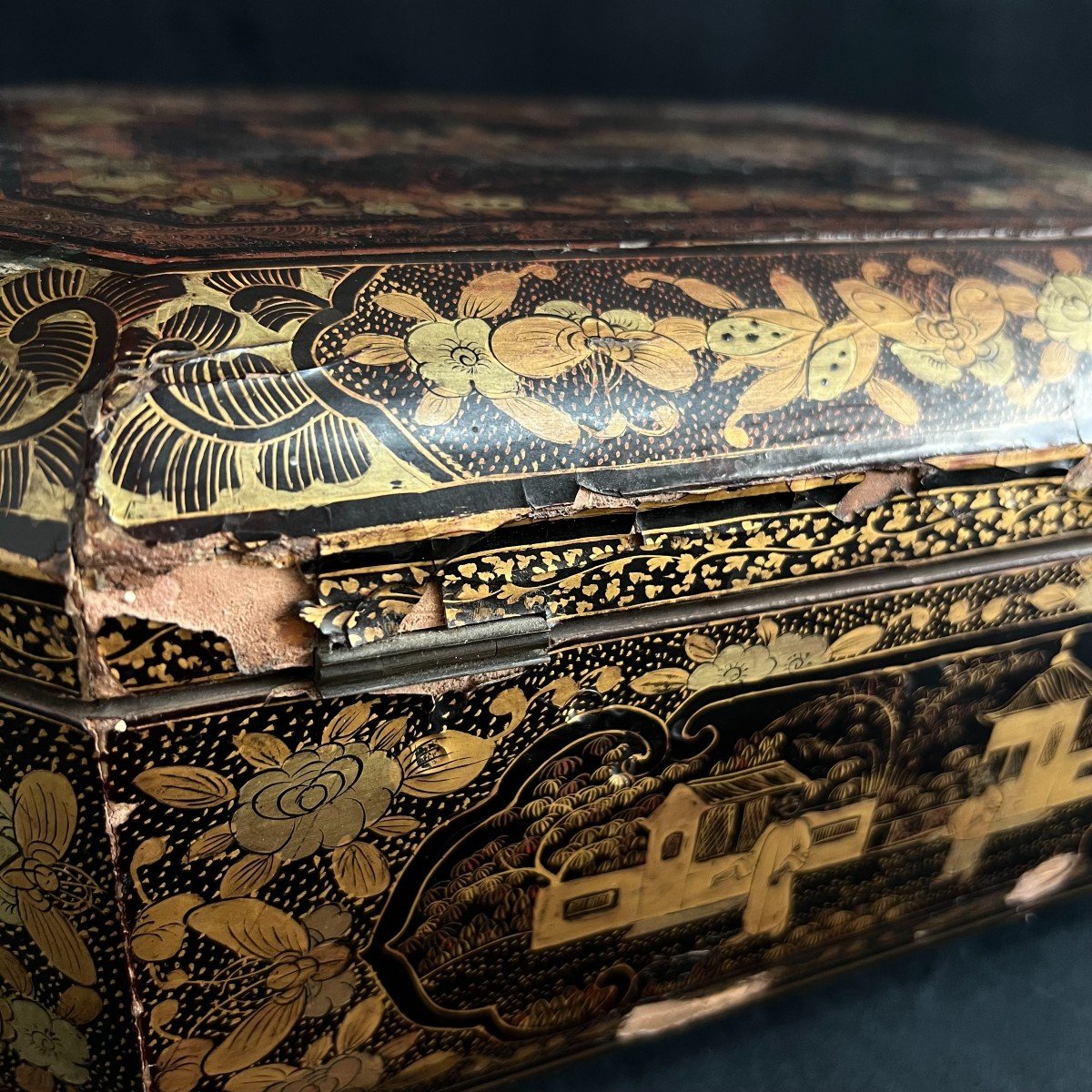 Antique Cantonese Lacquer Sewing Box Asian Art China 19th Century 19th Century-photo-1