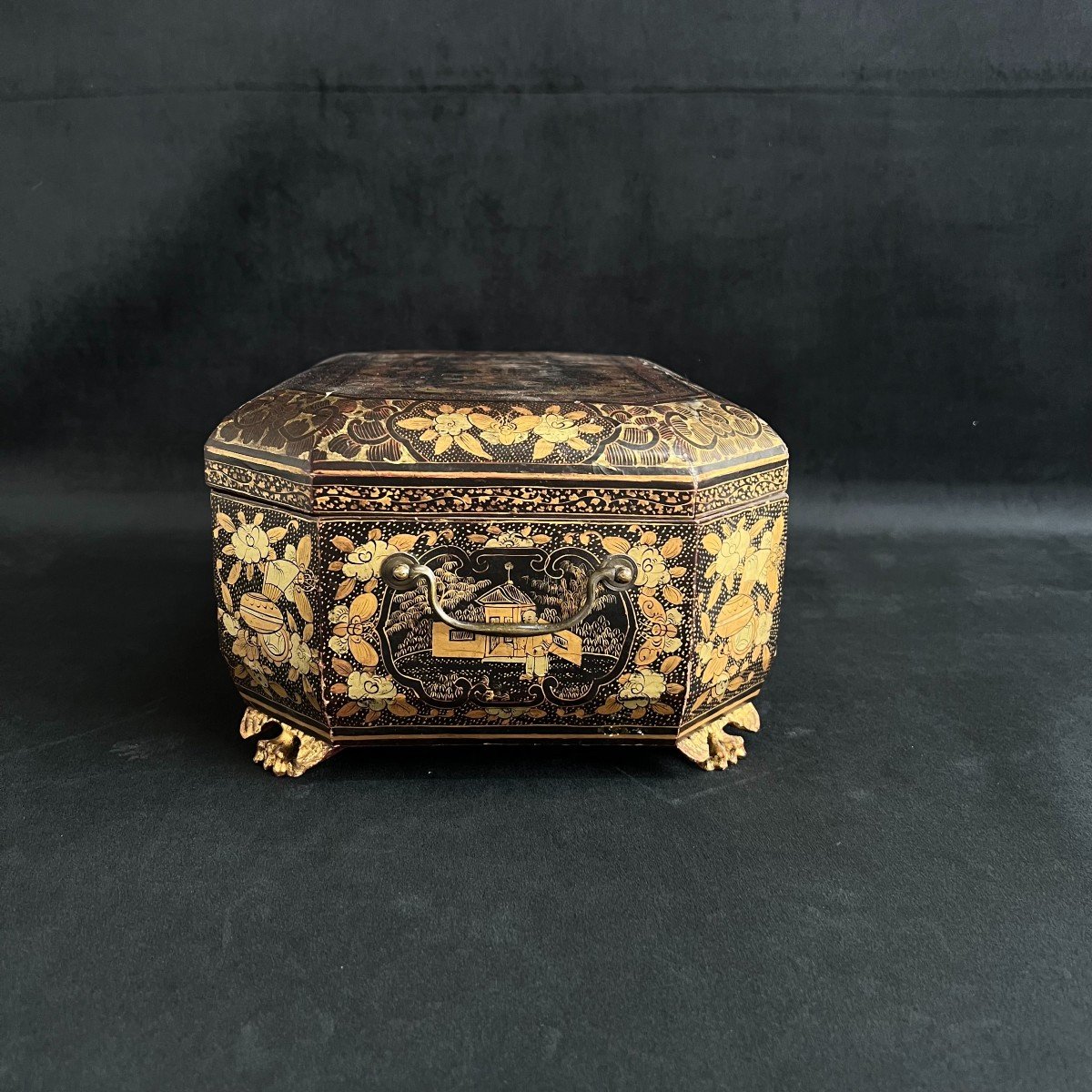 Antique Cantonese Lacquer Sewing Box Asian Art China 19th Century 19th Century-photo-2