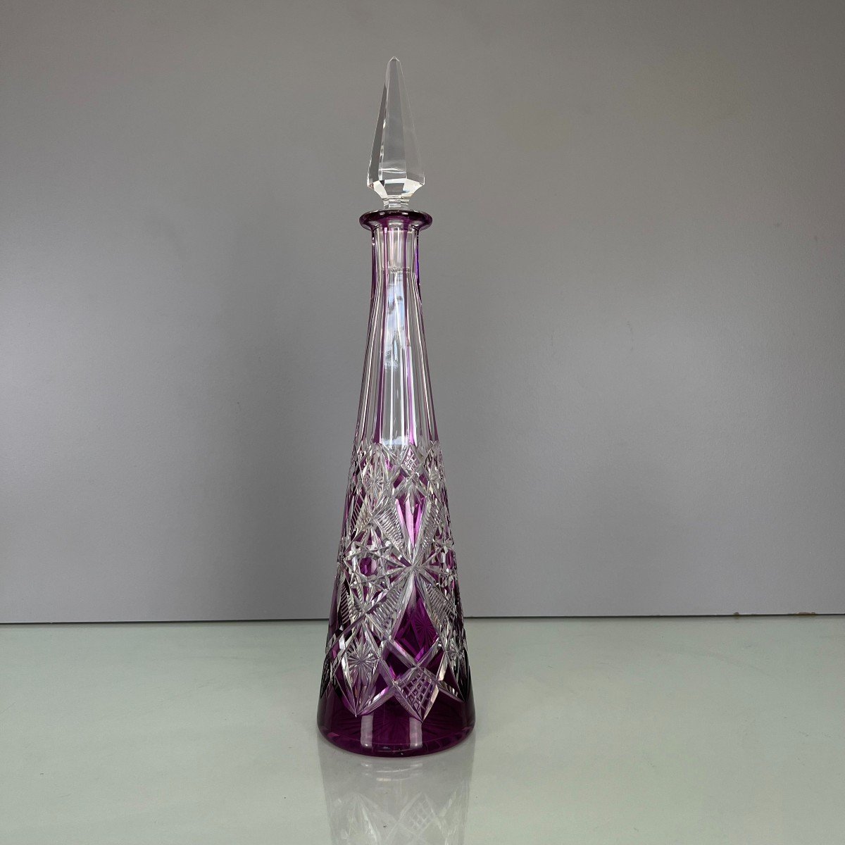 Superb French Baccarat Crystal Carafe - Lagny Bogota Art Deco France H42cm-photo-2