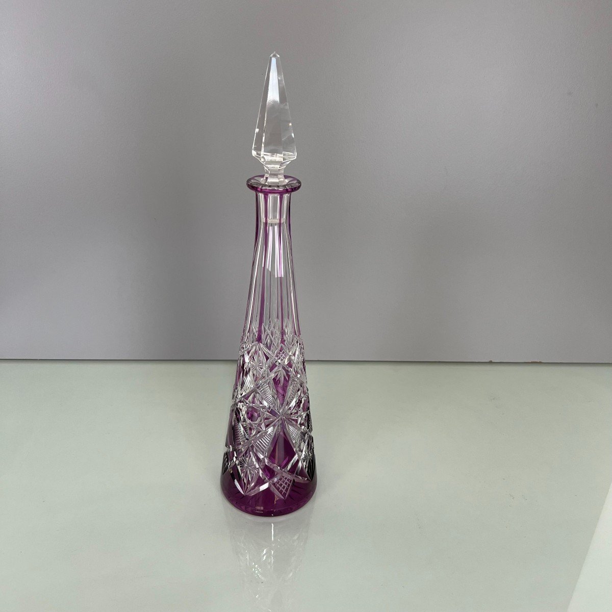 Superb French Baccarat Crystal Carafe - Lagny Bogota Art Deco France H42cm-photo-3