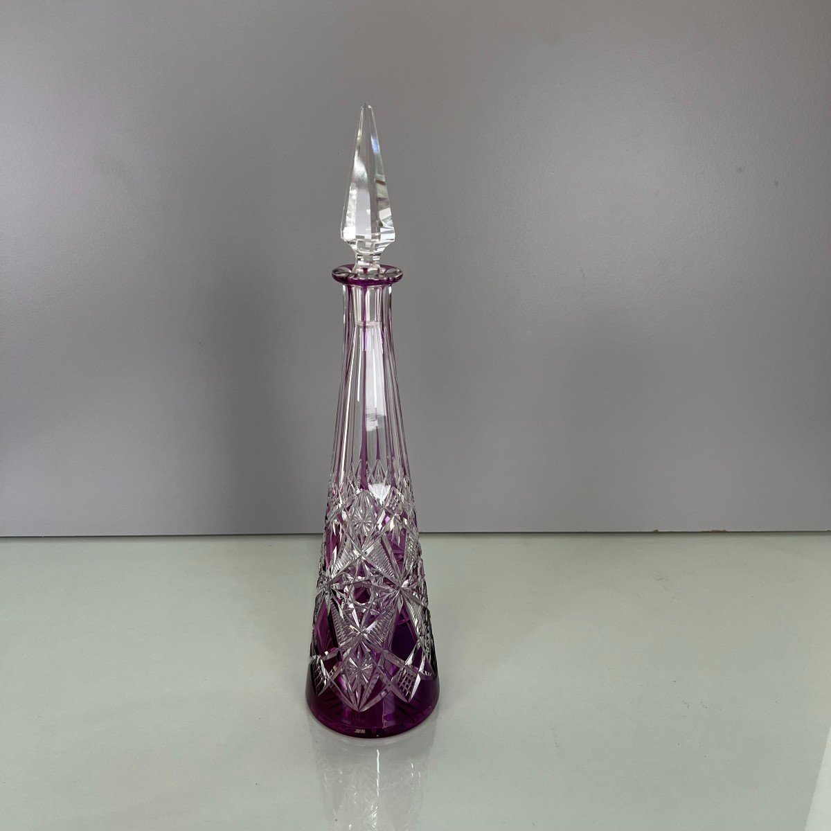 Superb French Baccarat Crystal Carafe - Lagny Bogota Art Deco France H42cm-photo-4