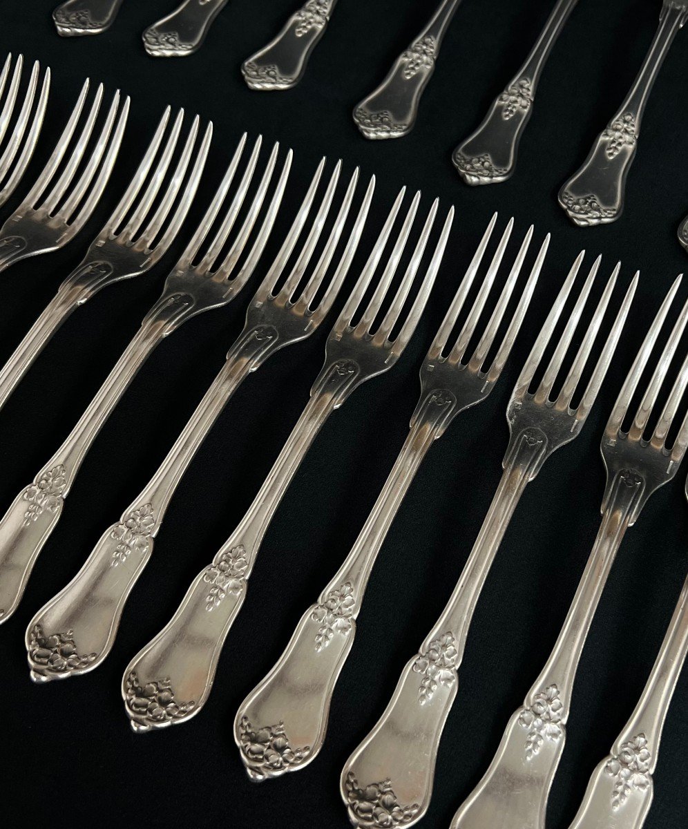 32 Piece Christofle 19th Century Cutlery Set Spoons And Forks Rare Model - Paris France-photo-2