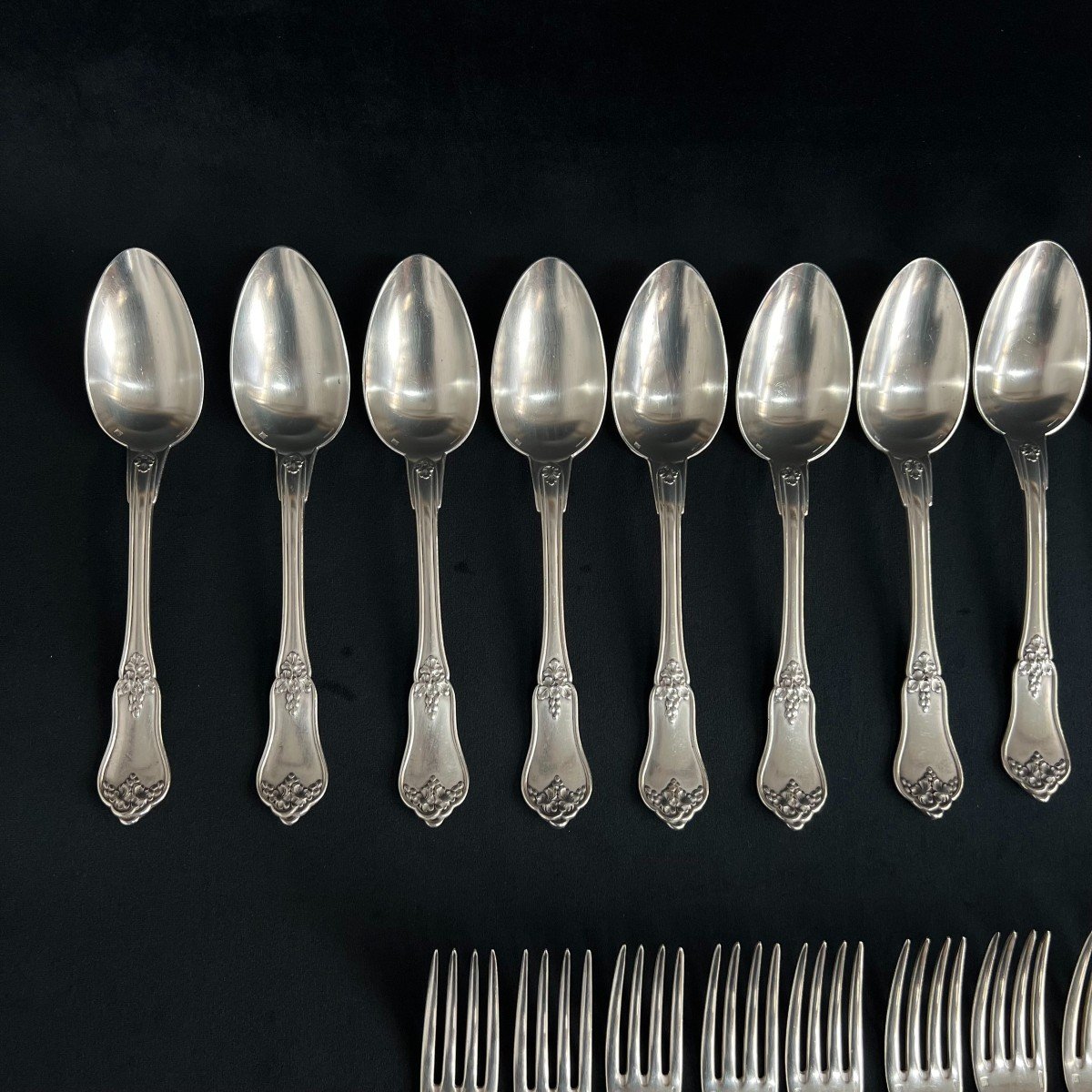 32 Piece Christofle 19th Century Cutlery Set Spoons And Forks Rare Model - Paris France-photo-4