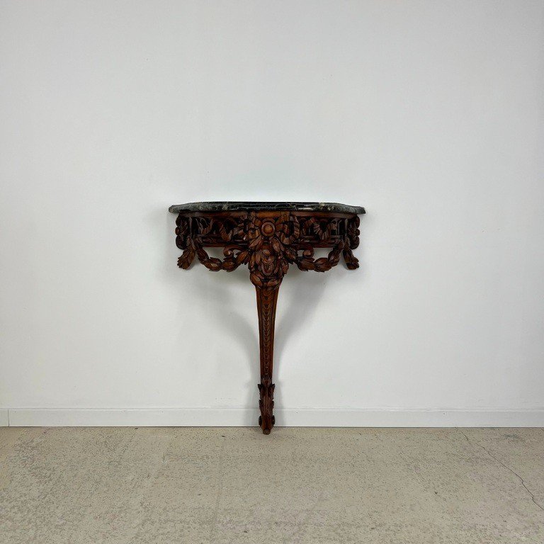 Console d'Applique En Bois Sculpté Et Marbre Du 19ème Siècle XIXe Louis XV-photo-2