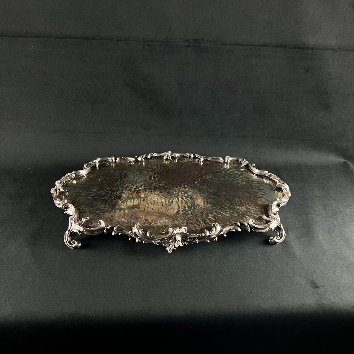 Large Table Top Tray 63 Cm 11 Kg Silver-plated Bronze France - Louis XV Style 19th Century-photo-3