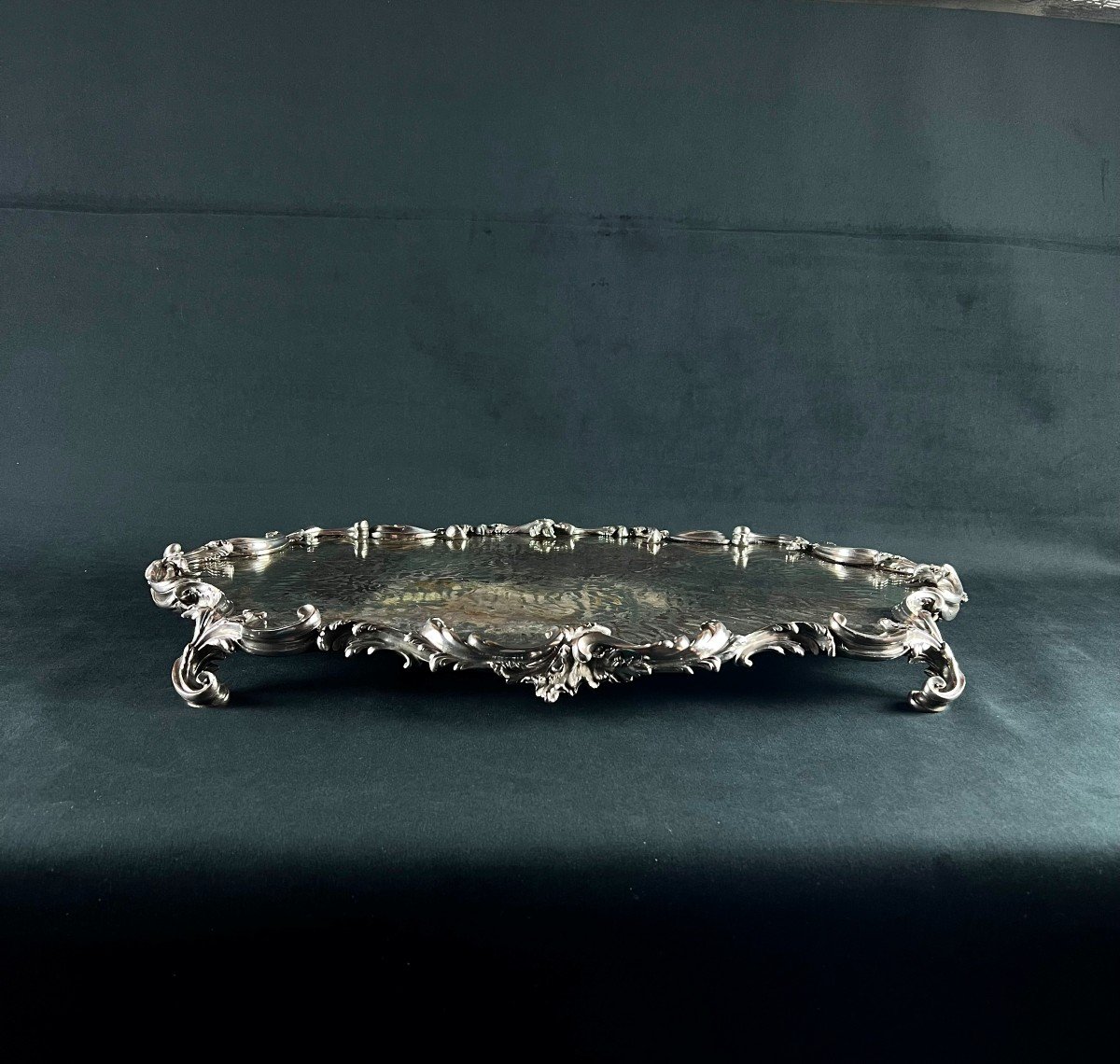 Large Table Top Tray 63 Cm 11 Kg Silver-plated Bronze France - Louis XV Style 19th Century