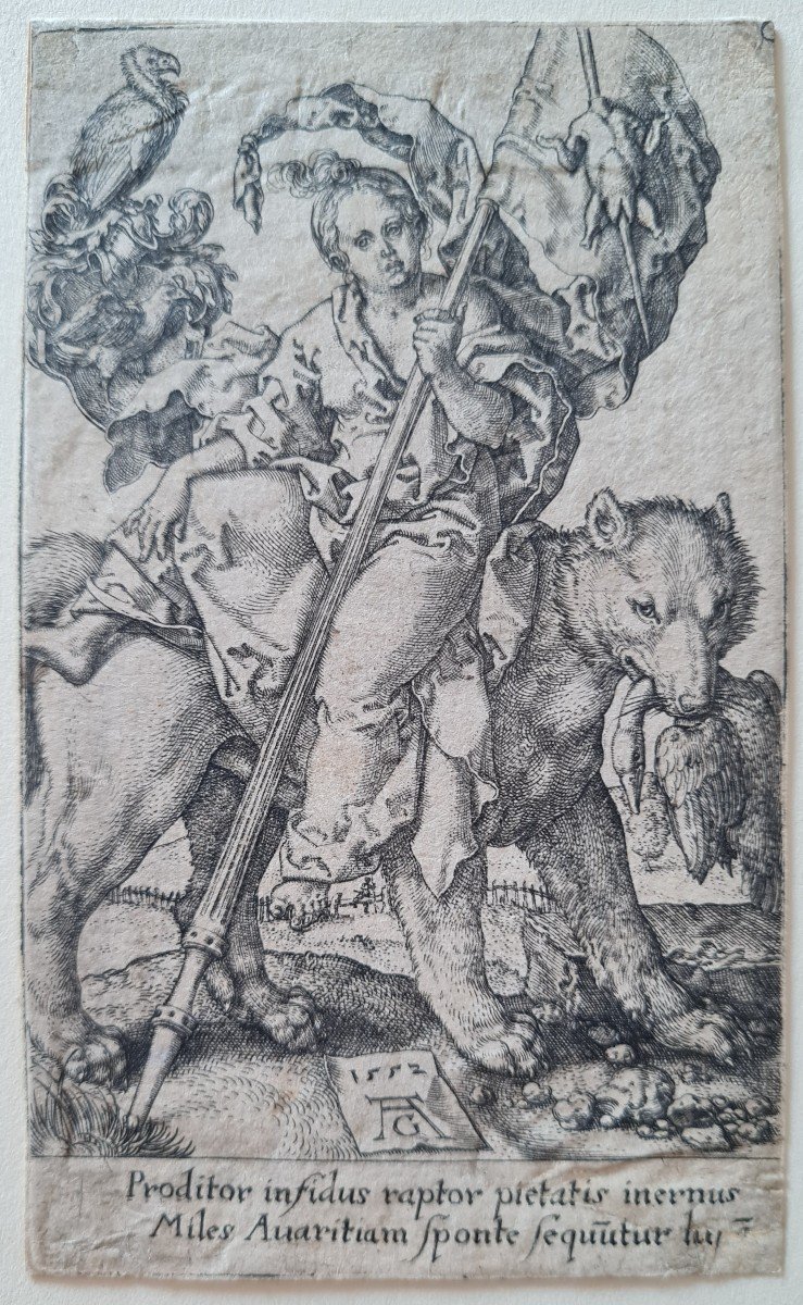 Engraving Of  “the Avarice” By Heinrich Aldegrever, 1552