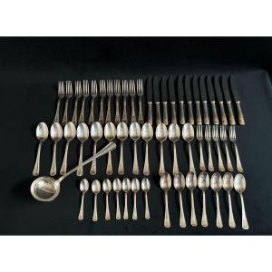 Christofle Beautiful Housewife Set Of 55 Art Deco Style Pieces - Silver Metal Knives Forks 