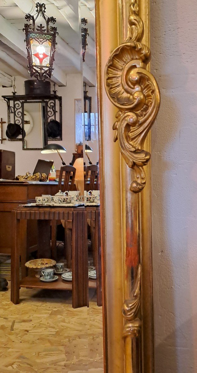 Very Large Napoleon III Fireplace Mirror, In Wood And Gilded Stucco With Beveled Mirror, 19th Century-photo-4