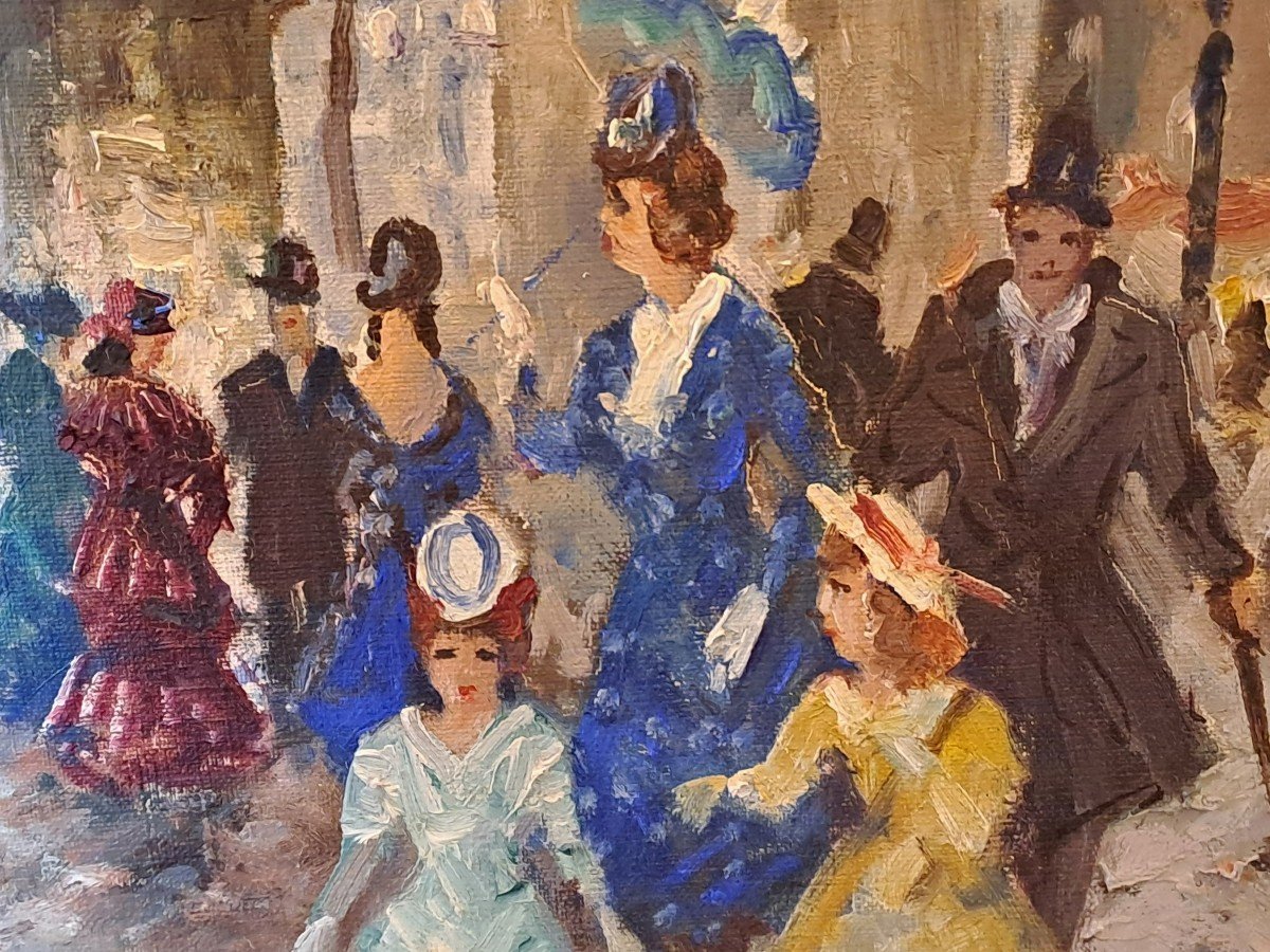 Mério Ameglio (1897-1970), Oil On Canvas, Paris Boulevard Des Capucines-photo-4