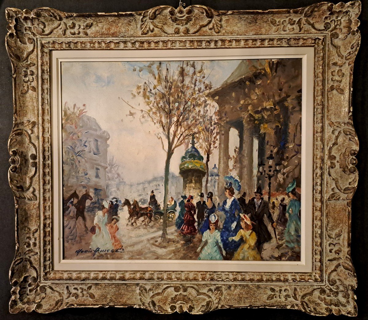 Mério Ameglio (1897-1970), Oil On Canvas, Paris Boulevard Des Capucines