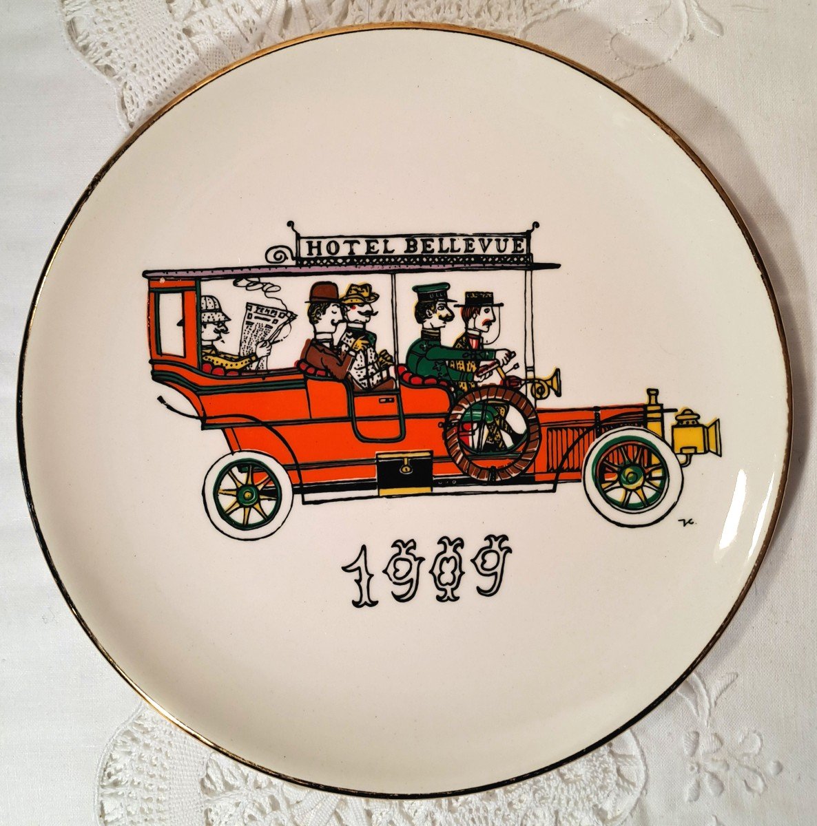 11 Plates Creation Val d'Or For Gien, Series Automobilia, Drawings Jacques Charmoz-photo-6