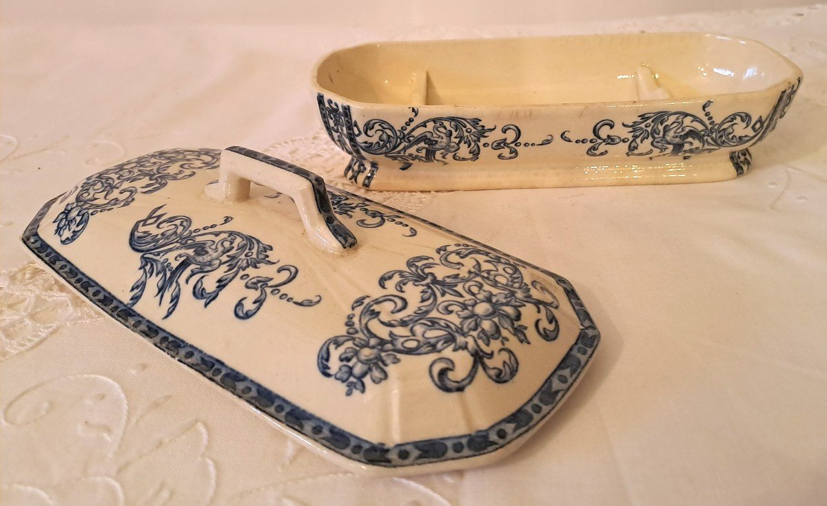 Rare Opaque Porcelain Toilet Set From Gien, Chenonceaux Model, Decor At La Bérain-photo-5