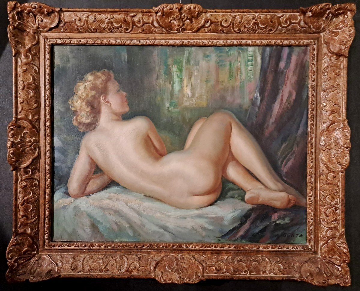 Albert Genta (1901-1989), Oil On Canvas "the Model", Mid 20th Century