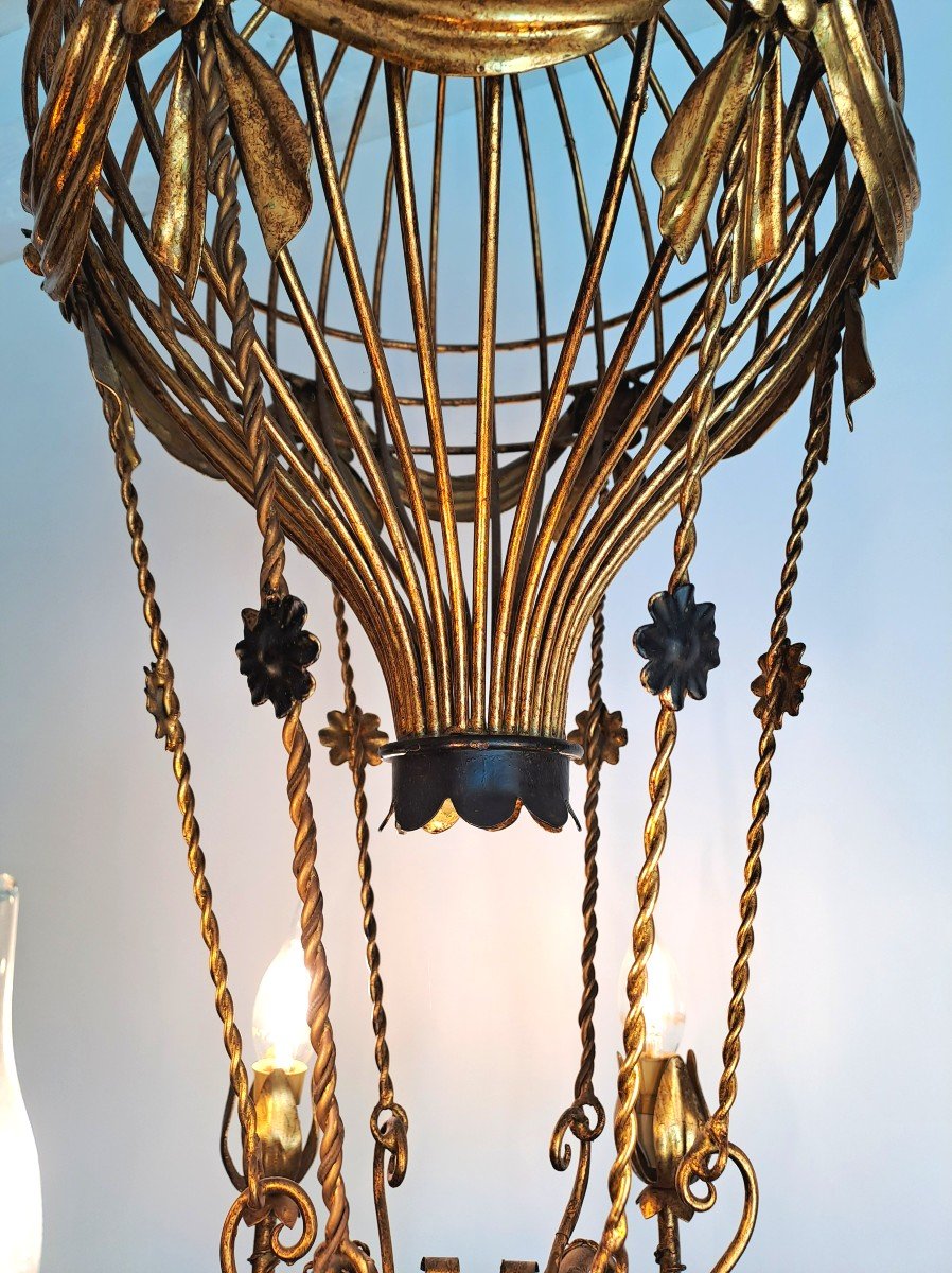 Hot Air Balloon Chandelier With 6 Arms Of Light, 20th Century-photo-1