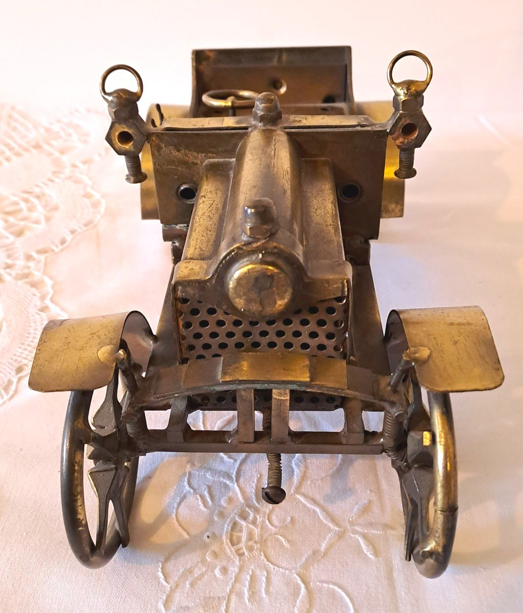 Automobilia: Antique Brass And Copper Scale Model Car, Mid-20th Century-photo-3