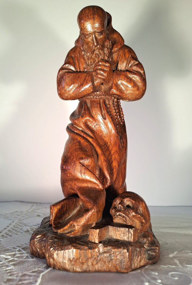 Saint Jerome Penitent, Oak Sculpture, XIXth-photo-2