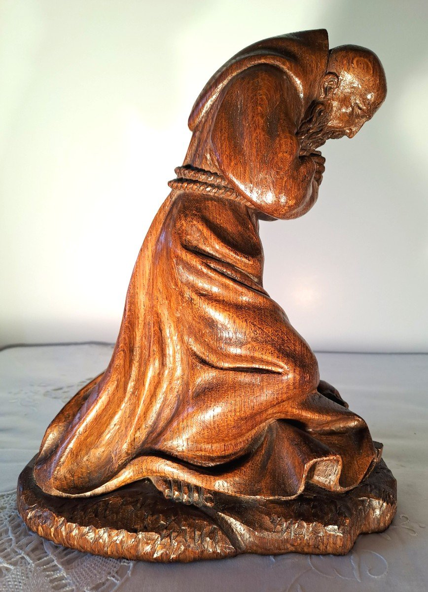 Saint Jerome Penitent, Oak Sculpture, XIXth-photo-4