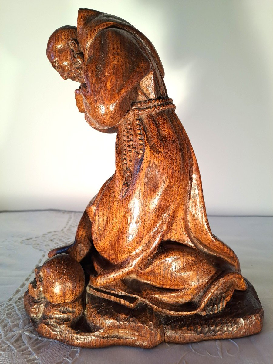 Saint Jerome Penitent, Oak Sculpture, XIXth-photo-4