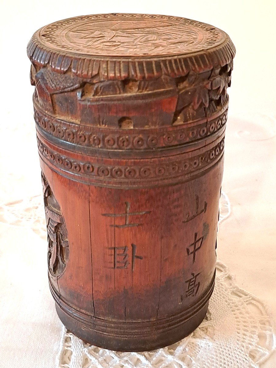 Tea Or Tobacco Pot In Carved Bamboo, China Circa 1900-photo-3